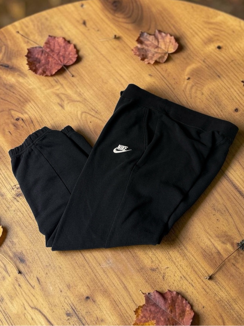 Nike Black Kids Fleece Jogger Pants with White Swoosh